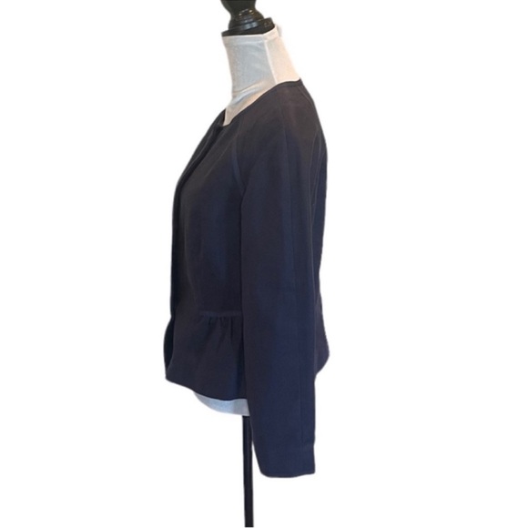 Boden blue long sleeve cotton flax blend casual collarless blazer jacket size 10 - Picture 5 of 13